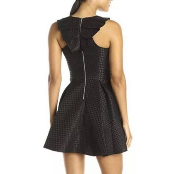NWT BCBGeneration Black Dress Women's Size 8 Cocktail Party Ruffle Shoulder - Picture 2 of 11
